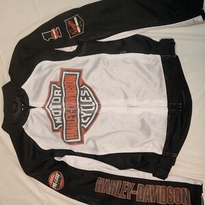 EUC Harley-Davidson Black, White, and Orange Mesh Jacket